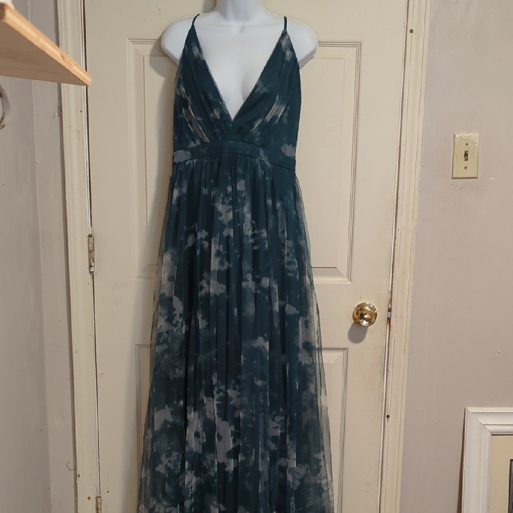 Lulu's Emerald Tye-Dye Maxi Dress